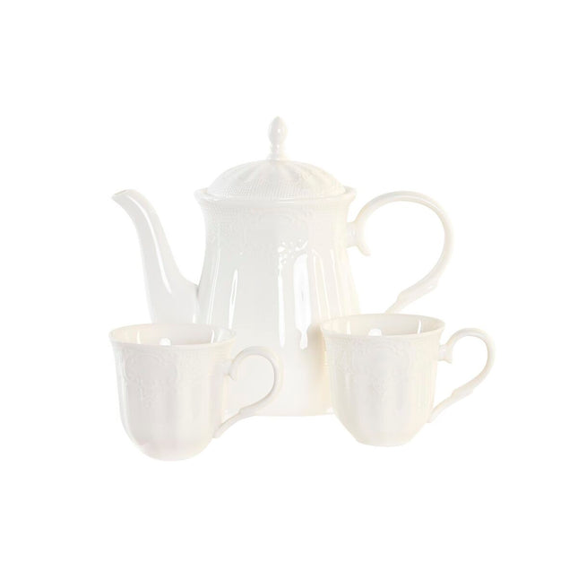 Satz von Kaffeetassen DKD Home Decor natürlich Porzellan Weiß