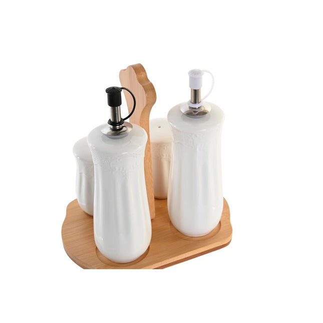 Öl- und Essig-Set DKD Home Decor 17 x 12,5 x 18 cm natürlich Porzellan Weiß 5 Stück