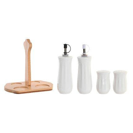 Öl- und Essig-Set DKD Home Decor 17 x 12,5 x 18 cm natürlich Porzellan Weiß 5 Stück