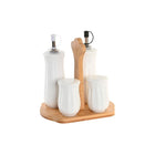 Öl- und Essig-Set DKD Home Decor 17 x 12,5 x 18 cm natürlich Porzellan Weiß 5 Stück