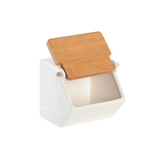 Salzstreuer mit Deckel DKD Home Decor 12,5 x 14 x 12 cm natürlich Porzellan Weiß