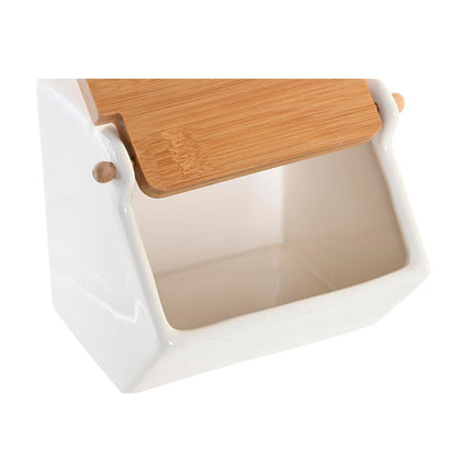 Salzstreuer mit Deckel DKD Home Decor 12,5 x 14 x 12 cm natürlich Porzellan Weiß