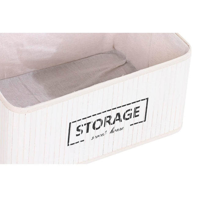 Korbsatz DKD Home Decor Polyester Weiß Bambus (40 x 30 x 46 cm)