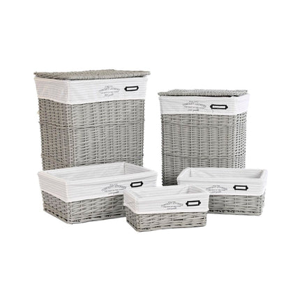 Korbsatz DKD Home Decor Grau Polyester korb (44 x 34 x 56 cm)