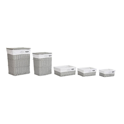 Korbsatz DKD Home Decor Grau Polyester korb (44 x 34 x 56 cm)