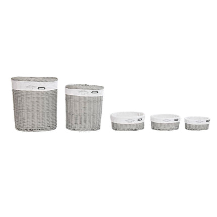 Korbsatz DKD Home Decor Grau Polyester korb (51 x 37 x 56 cm)