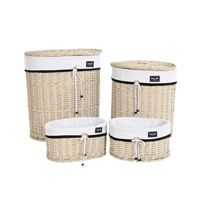 Korbsatz DKD Home Decor Beige Polyester Weiß korb (51 x 38 x 58 cm)