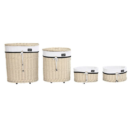 Korbsatz DKD Home Decor Beige Polyester Weiß korb (51 x 38 x 58 cm)