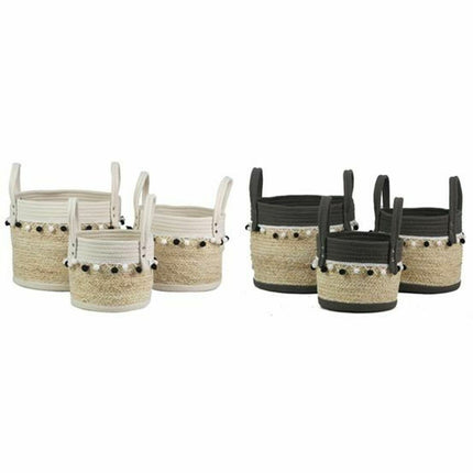 Korb-Set DKD Home Decor Baumwolle Naturfaser (38 x 30 x 25 cm) (2 Stück) (3 Stücke)