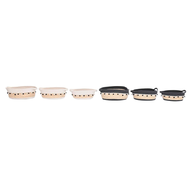 Korb-Set DKD Home Decor Grau Weiß Naturfaser Boho (36 x 26 x 15 cm) (2 Stück)