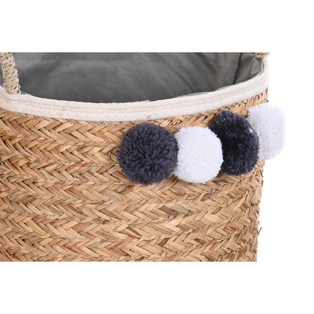 Korb-Set DKD Home Decor natürlich Baumwolle Bommeln Naturfaser (40 x 40 x 35 cm)