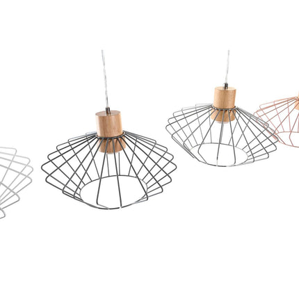 Deckenlampe DKD Home Decor 34 x 34 x 21 cm Silberfarben Schwarz Grau Rosa Metall Weiß 50 W 60 W Kiefer