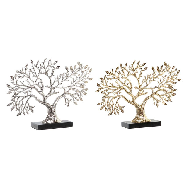 Deko-Figur DKD Home Decor 39 x 7 x 27,5 cm Silberfarben Baum Gold (2 Stück)