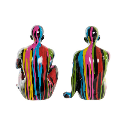 Deko-Figur DKD Home Decor 25,5 x 14 x 21,5 cm Schwarz Bunt (2 Stück)
