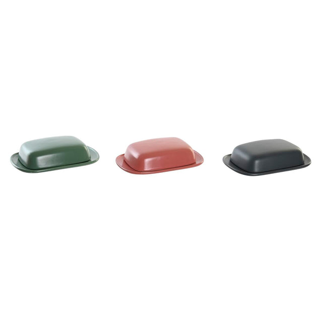 Butterschale DKD Home Decor 19 x 13 x 5 cm Steingut (3 Stücke)