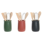 Küchenutensilien-Set DKD Home Decor Kautschukholz Steingut 3 Stücke 10 x 10 x 14 cm (5 Stück)