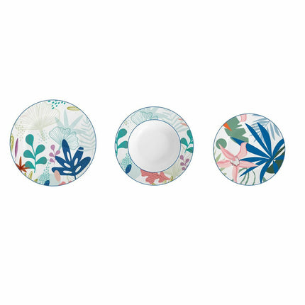 Geschirr-Set DKD Home Decor Porzellan Blau grün 18 Stücke