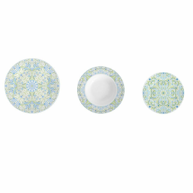 Geschirr-Set DKD Home Decor Porzellan Blau grün 18 Stücke