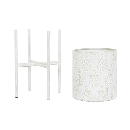 Satz Blumentöpfe DKD Home Decor Metall Weiß Shabby Chic (31 x 31 x 58 cm)
