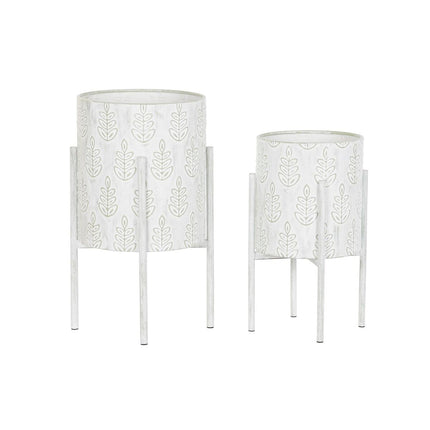 Satz Blumentöpfe DKD Home Decor Metall Weiß Shabby Chic (31 x 31 x 58 cm)