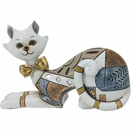 Deko-Figur DKD Home Decor 22,5 x 8 x 15 cm Gold Weiß Katze (2 Stück)