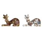 Deko-Figur DKD Home Decor 22,5 x 8 x 15 cm Gold Weiß Katze (2 Stück)