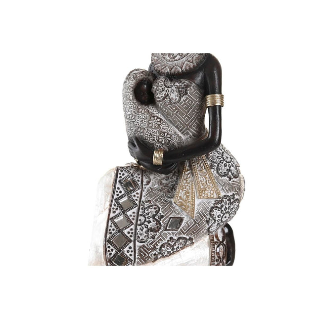 Deko-Figur DKD Home Decor 11,5 x 7,5 x 20 cm Grau Beige Gold Kolonial Afrikanerin (3 Stücke)
