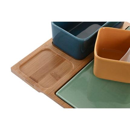 Satz für Appetithäppchen DKD Home Decor Porzellan Bunt Bambus 5 Stücke (27 x 26 x 8 cm)