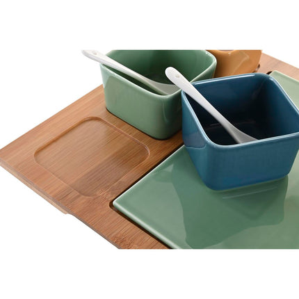 Satz für Appetithäppchen DKD Home Decor Porzellan Bunt Bambus 8 Stücke (30 x 30 x 6 cm)