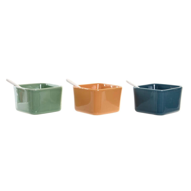 Satz für Appetithäppchen DKD Home Decor Porzellan Bunt Bambus 8 Stücke (30 x 30 x 6 cm)