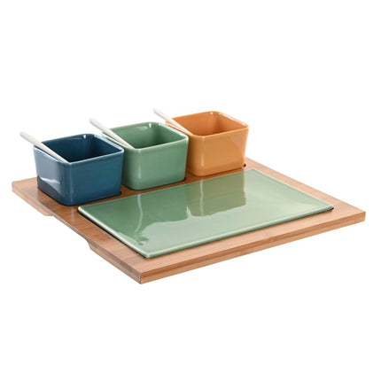 Satz für Appetithäppchen DKD Home Decor Porzellan Bunt Bambus 8 Stücke (30 x 30 x 6 cm)
