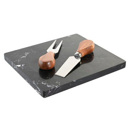 Käsebrett DKD Home Decor Schwarz Braun Marmor Akazienholz (36 x 27 x 2 cm)