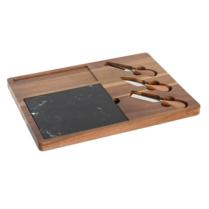Käsebrett DKD Home Decor Schwarz Braun Marmor Akazienholz (36 x 27 x 2 cm)