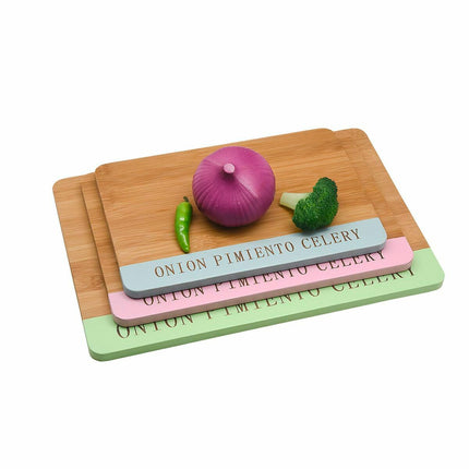 Schneidebrett DKD Home Decor Blau Rosa grün Bambus (33,5 x 22,4 x 1,2 cm)