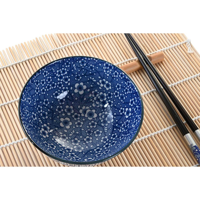 Sushi-Set DKD Home Decor 14,5 x 14,5 x 31 cm Schwarz Blau Steingut Orientalisch (16 Stücke)