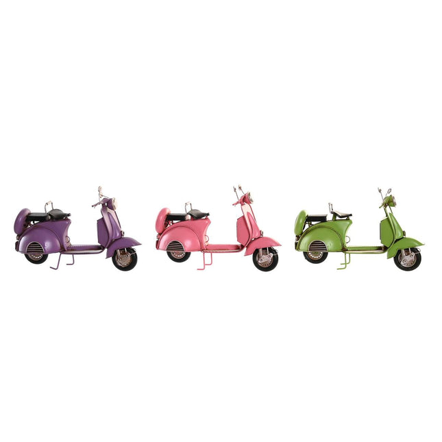 Deko-Figur DKD Home Decor 26 x 10 x 17 cm Rosa Lila Motorrad grün Vintage (3 Stücke)