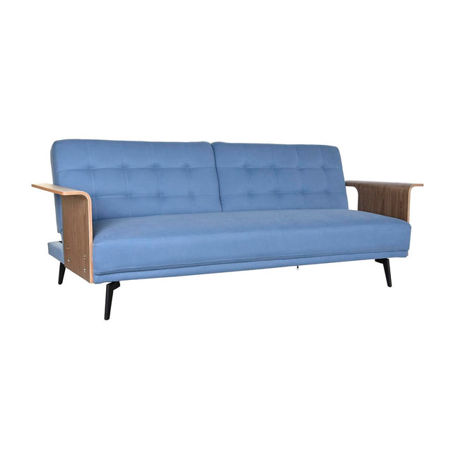 Schlafsofa DKD Home Decor Schwarz Blau Metall Braun Polyester Eukalyptusholz (203 x 87 x 81 cm)