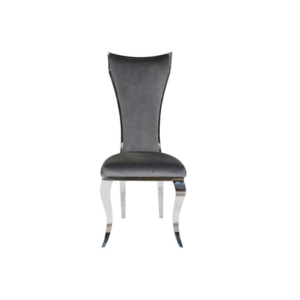 Esszimmerstuhl DKD Home Decor Silberfarben Grau Polyester Samt Stahl (48 x 51 x 110 cm)