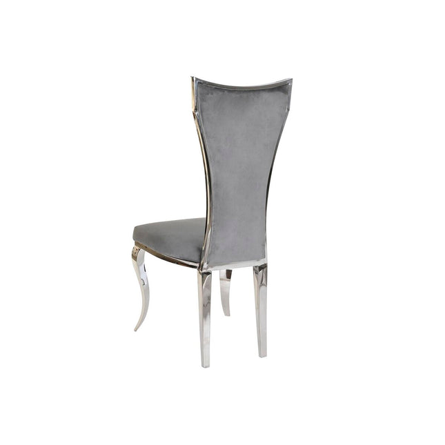 Esszimmerstuhl DKD Home Decor Silberfarben Grau Polyester Samt Stahl (48 x 51 x 110 cm)