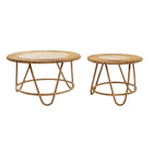 Satz mit 3 Tischen DKD Home Decor Hellbraun Rattan (80 x 80 x 45,5 cm) (80 x 80 x 47 cm)