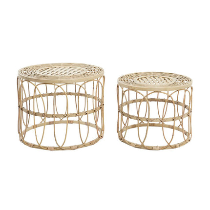 Satz mit 3 Tischen DKD Home Decor Braun Rattan (50 x 50 x 41,5 cm) (50 x 50 x 40 cm)