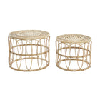 Satz mit 3 Tischen DKD Home Decor Braun Rattan (50 x 50 x 41,5 cm) (50 x 50 x 40 cm)