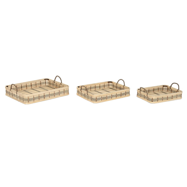 Tablettset DKD Home Decor natürlich Hellbraun Urban (54 x 43 x 9 cm) (3 Stück)