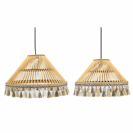 Deckenlampe DKD Home Decor 2 Stücke Braun Polyester Rattan 50 W (45 x 45 x 28 cm)