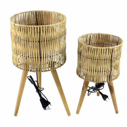 Tischlampe DKD Home Decor Braun Rattan 2 Stücke (30 x 30 x 73 cm)