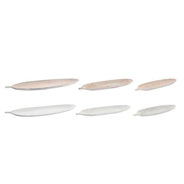 Tischdekoration DKD Home Decor 60 x 21 x 4 cm Antiker Finish Grau Braun Tropical Pflanzenblatt (2 Stück)