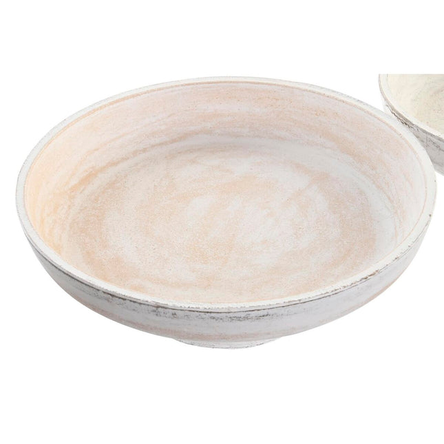 Tischdekoration DKD Home Decor Antiker Finish Beige 30 x 30 x 11 cm Weiß (2 Stück)