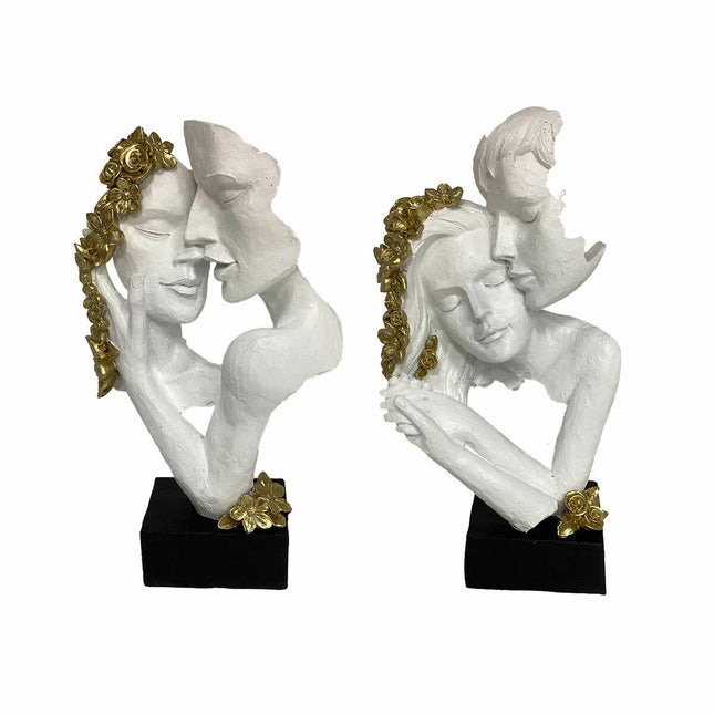 Deko-Figur DKD Home Decor 16 x 8,5 x 30 cm Gold Weiß Ehepaar (2 Stück)