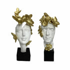 Deko-Figur DKD Home Decor 14 x 11 x 32 cm Gesicht Gold Weiß (2 Stück)