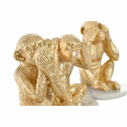 Deko-Figur DKD Home Decor 10,5 x 10,5 x 18,5 cm Gold Weiß Tropical Affen (3 Stücke)